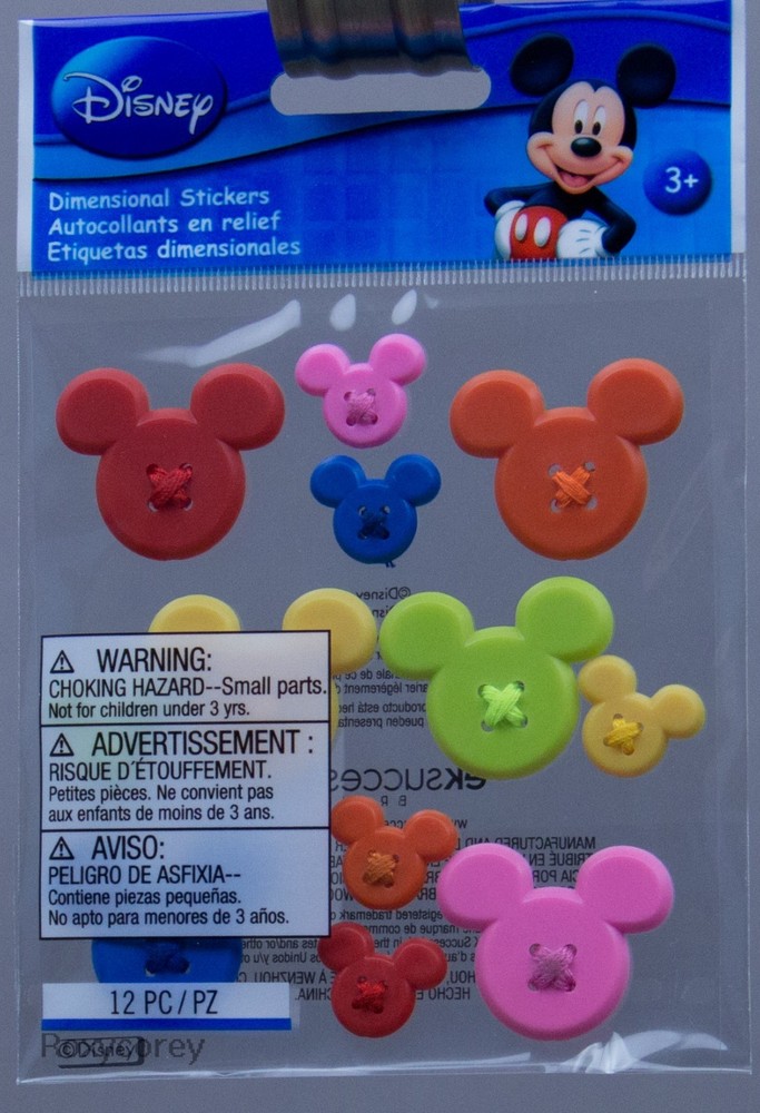 Disney Mickey Icon Button 12 pc Scrapbook Dimensional Stickers NEW