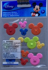 Disney Mickey Icon Button 12 pc Scrapbook Dimensional Stickers NEW