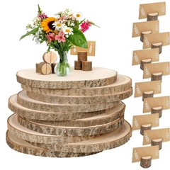 10 PCS 8-9 Inch Large Wood Slices for Centerpieces, with Table Number Holders…