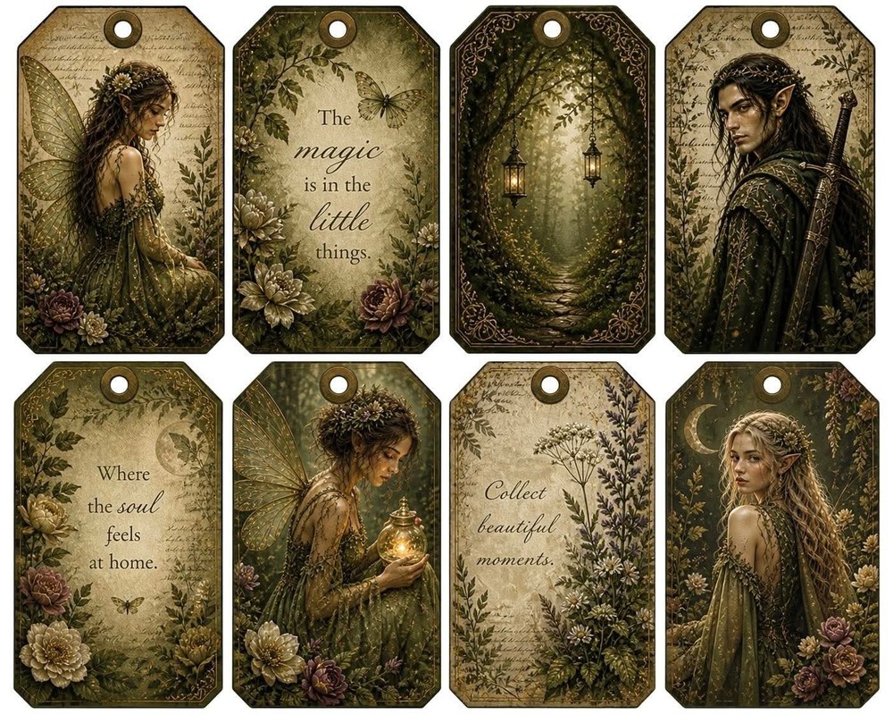 Beautiful Fairies And Elves Tags Junk Journal Scrapbook