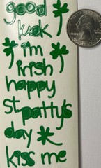 GREEN KISS ME GOOD LUCK Sticker(28pc)2”x9”Clover •St.Patrick’s Day•Irish•Holiday