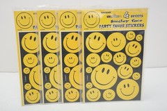 Vtg Smiley Happy Face Stickers NOS Unique Industries USA 4 Packages 90s