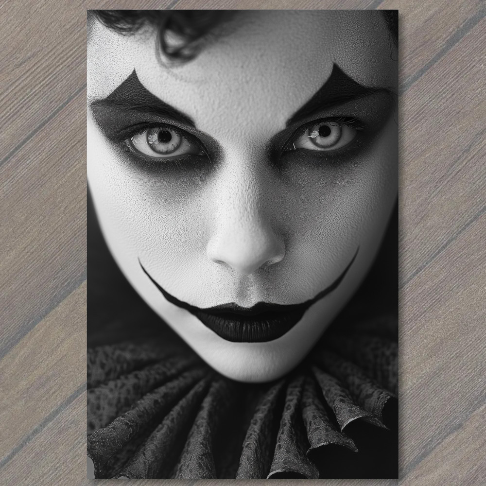 STICKER Dramatic Clown Portrait Piercing Eyes Horror Gaze Carnival Dark Makeu