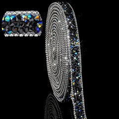 1X 108″ x 0.4″ Black Shiny Crystal Rhinestone Diamond DIY Decor Sticker Decal #B