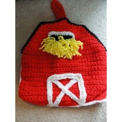 Hand Crochet Barn Farm 5 Animals Tote Toys Cow Rooster Duck Pig Horse Farmer