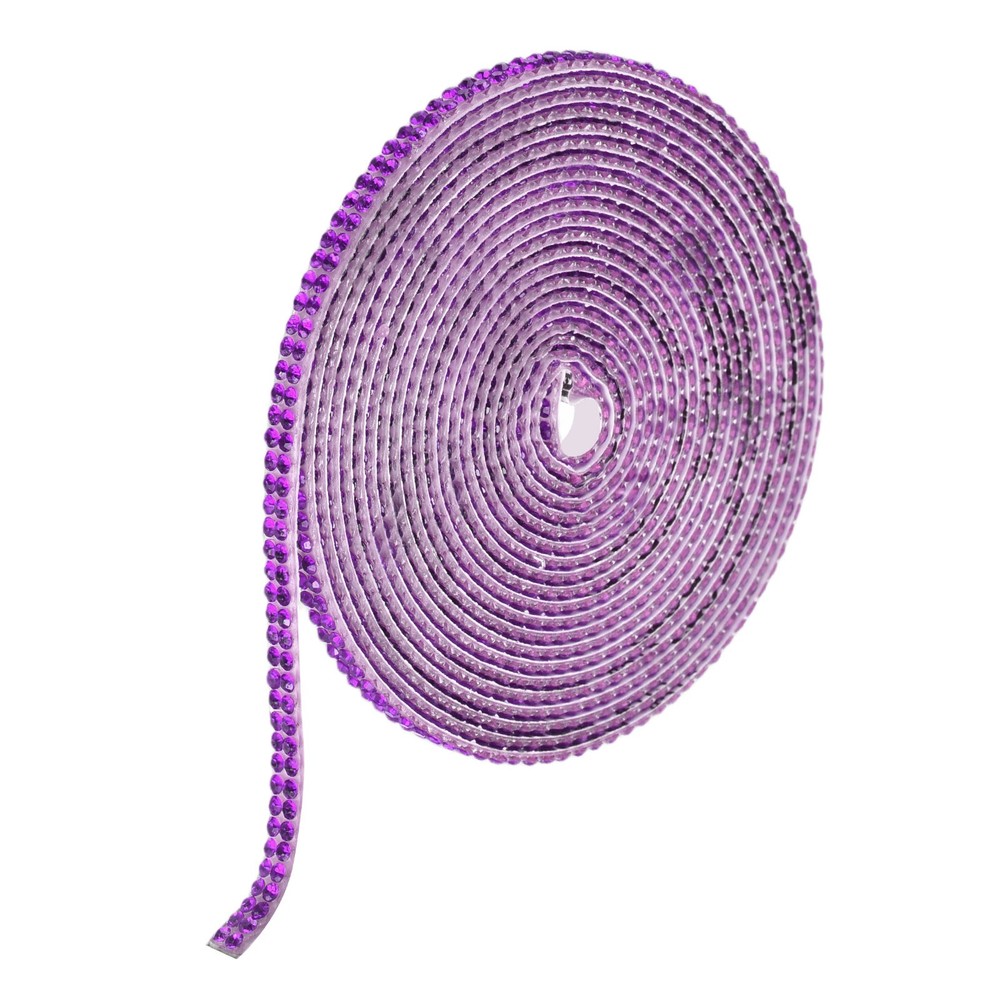 0.2 Inch Self Adhesive Rhinestone Strips 3 Yard for Crafts,Fantasy Purple