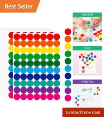 1050 PCS Colored Dot Sticker, 10 Bright Color Round Polka Circle Labels for W…