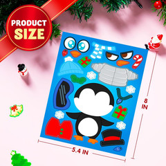 48Pcs Christmas Make a Face Sticker Sheets Kids DIY Party Favor Crafts Xmas Fun!