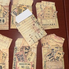 One Hand made junk journal vintage library ￼ pocket with tags ￼￼￼