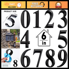 10 Pcs 3D Self-Adhesive House Numbers 0-9 for Mailbox, Door, Street Address Sign