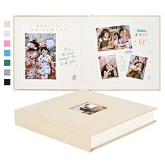 Pssoss Linen Scrapbook Album 8×8 DIY Photo Memory Book 40 Pages Beige Hardcover