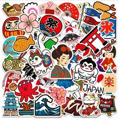 Japanese Traditional Culture Stickers, 50 Pcs Vinyl Waterproof Japan Travel D…