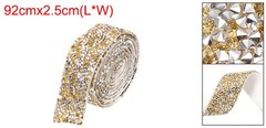 1 Inch x 1 Yard Crystal Rhinestone Sticker Ribbon Silver Yellow
