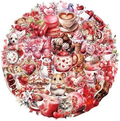 50pcs Transparent Love Stickers, Vintage Valentine Waterproof PET for Scrapbook