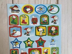 Peanuts Winter + Christmas Snow Stocking Sled Stickers Snoopy Woodstock New