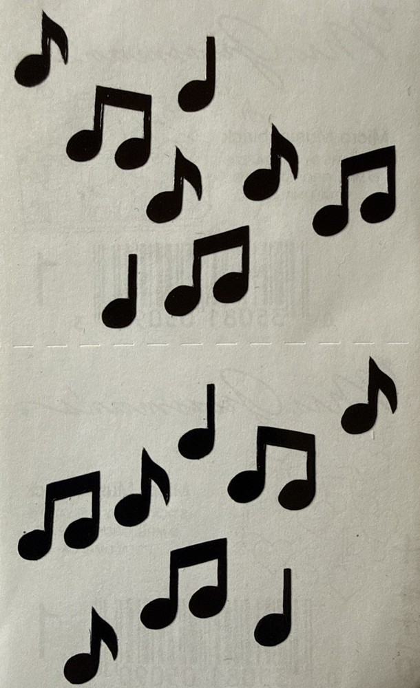 BLACK MICRO MUSIC Stickers (16pc)Mrs.Grossman’s•Notes •Instruments•Card Making•