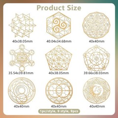9Pcs 1.6Ã—1.6 inch Sacred Geometry Metal Energy Stickers Flower of Life Orgon…