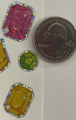 PRISMATIC GEMSTONE Stickers (14pc)Rhinestone-Like•Stars •Crown•Ruby•Card Making•