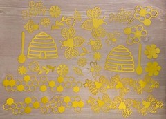 BEE HAPPY cardstock paper die cut embellishment scrapbook / card making