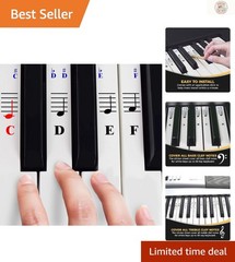 Transparent Vinyl Piano Stickers for Easy Note Learning – 52 Removable Labels