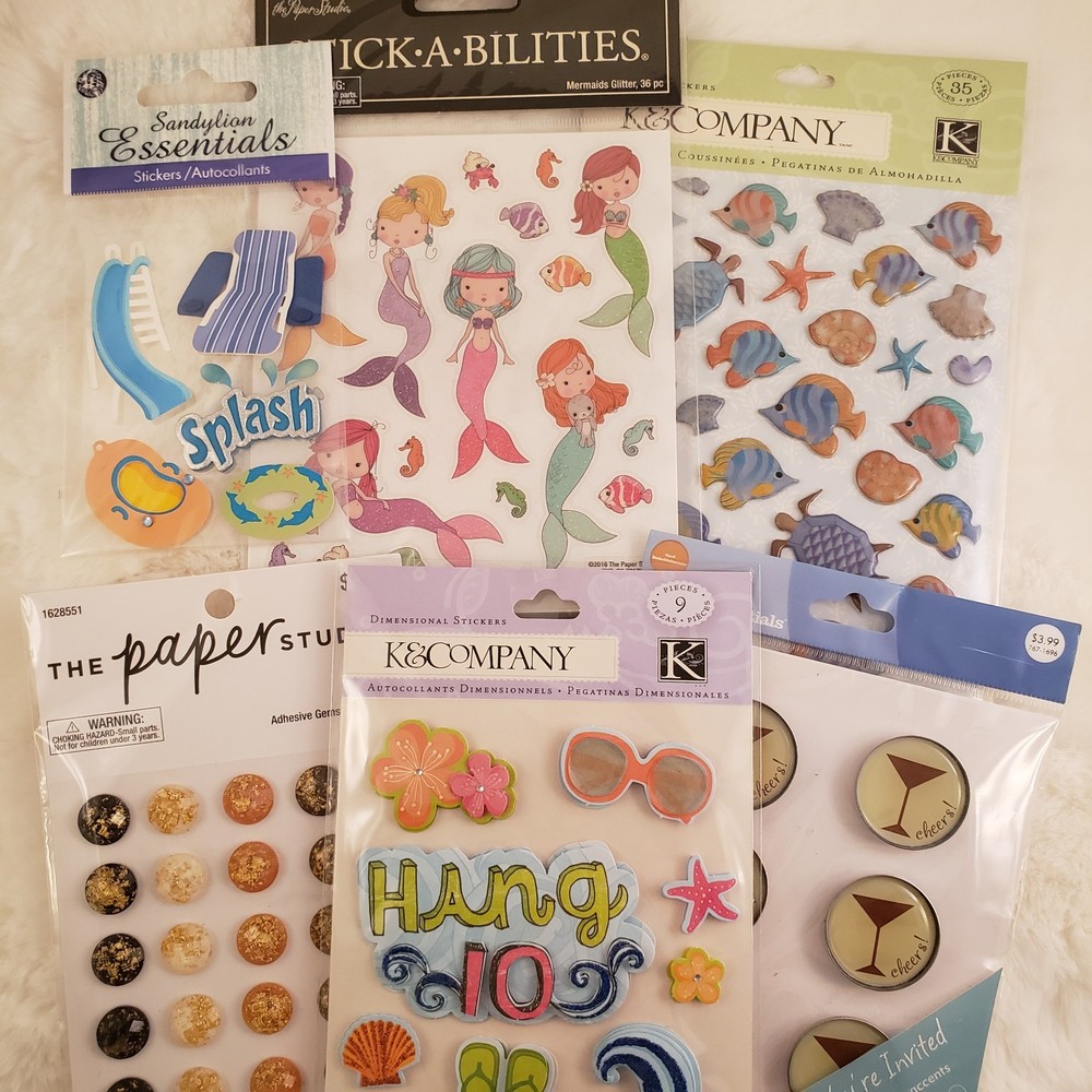 Lot of Six New Stickers, Scrapbooking Summer Beach Vacation – K&Company