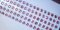 CraftbuddyUS 80 pcs x12mm(16 Stripes) Self Adh Faceted Round Gems,Color-AB PINK