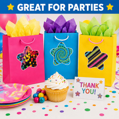 500 Funky Pattern Star Stickers – 1.5″ Multicolor Paper Sticker Rolls