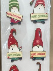 2 Christmas Paper Crafts Merry Christmas Gnomes 3D Wood Stickers Santa is Here