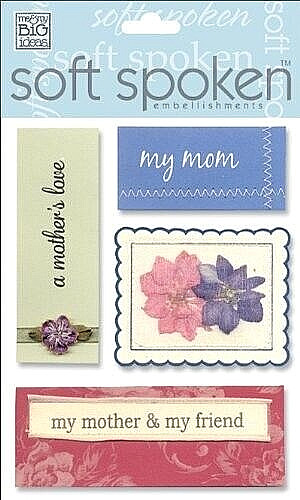 me & my BIG ideas Soft Spoken Embellishments – MOTHER (SS-14) – 4 pcs