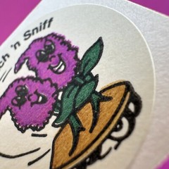 3M Murple Character Single Lilac Flower vintage 80s scratch & sniff sticker