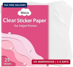 Printable Transparent Sticker Paper, Premium Clear Sticker Paper 8.5″ x 11″ (25