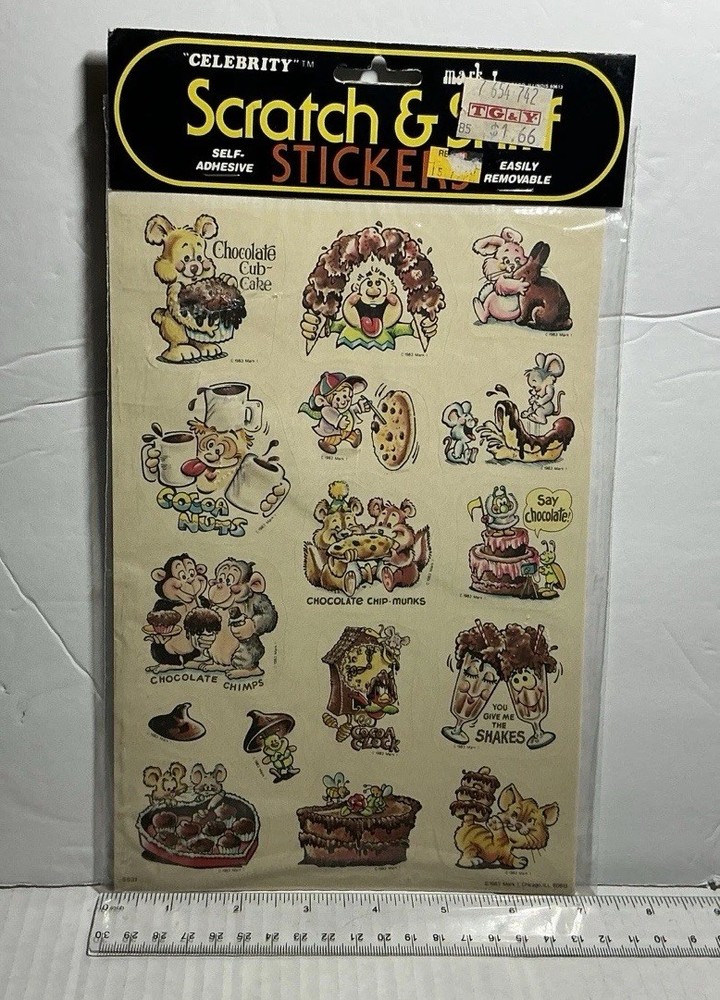Vintage CELEBRITY Mark 1 SCRATCH & SNIFF STICKERS Chocolate New In Pack