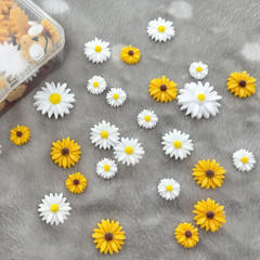 120Pcs Mini Resin Bee Daisy Flowers Decor and Ladybugs Embellishments, Including