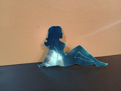 Vintage Stickers MUD FLAP GIRL Glossy Foil Vending Sticker VTG PVI Blue 01