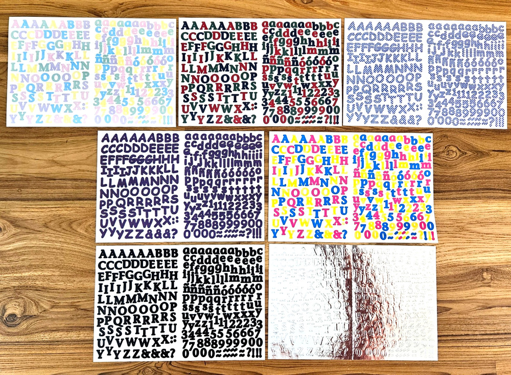 Creative Memories Mini ABC/123 Letters, Lot of 7 Sheets, All Different, NEW