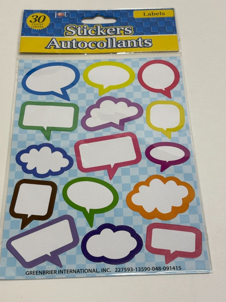 Jot Labels Stickers 30 Count Speech Bubble Assorted Colors