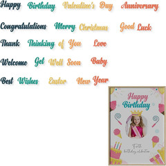 Word Die Cuts for Card Making, Happy Birthday Merry Christmas Anniversary