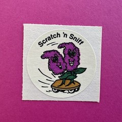 3M Murple Character Single Lilac Flower vintage 80s scratch & sniff sticker