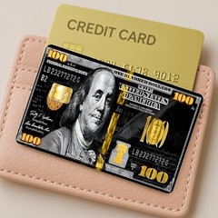 $100 dollar Gold Debit Credit Card Vinyl Sticker Decal Money Bank Cash Cover