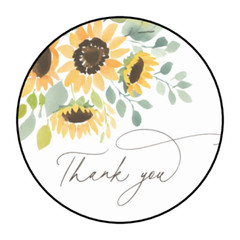 30 THANK YOU SUNFLOWERS ENVELOPE SEALS LABELS STICKERS 1.5″ ROUND GIFTS TAGS