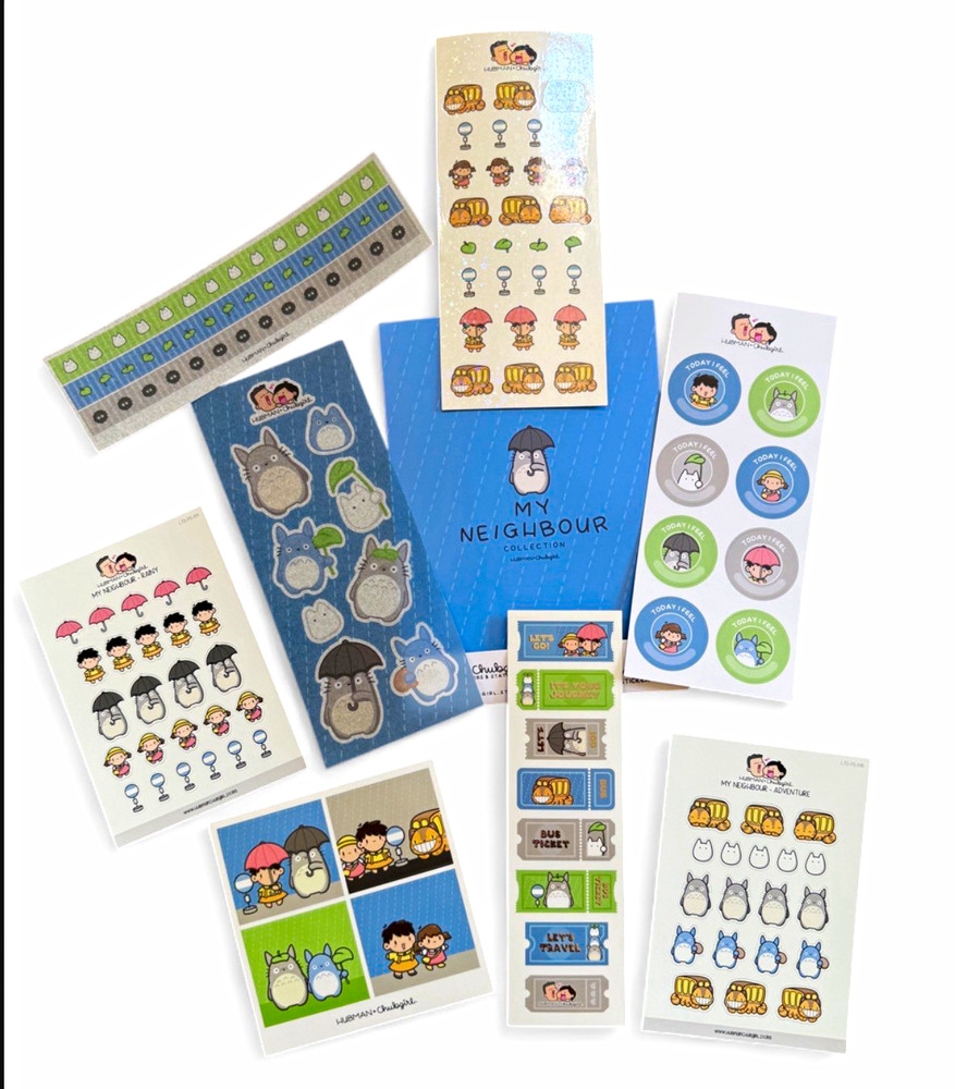 Hubman & Chubgirl My Neighbor Totoro sticker pack with assorted sticker sheets
