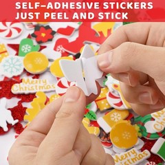 Christmas Glitter Foam Self Adhesive 300 Piece Stickers Decorations Set