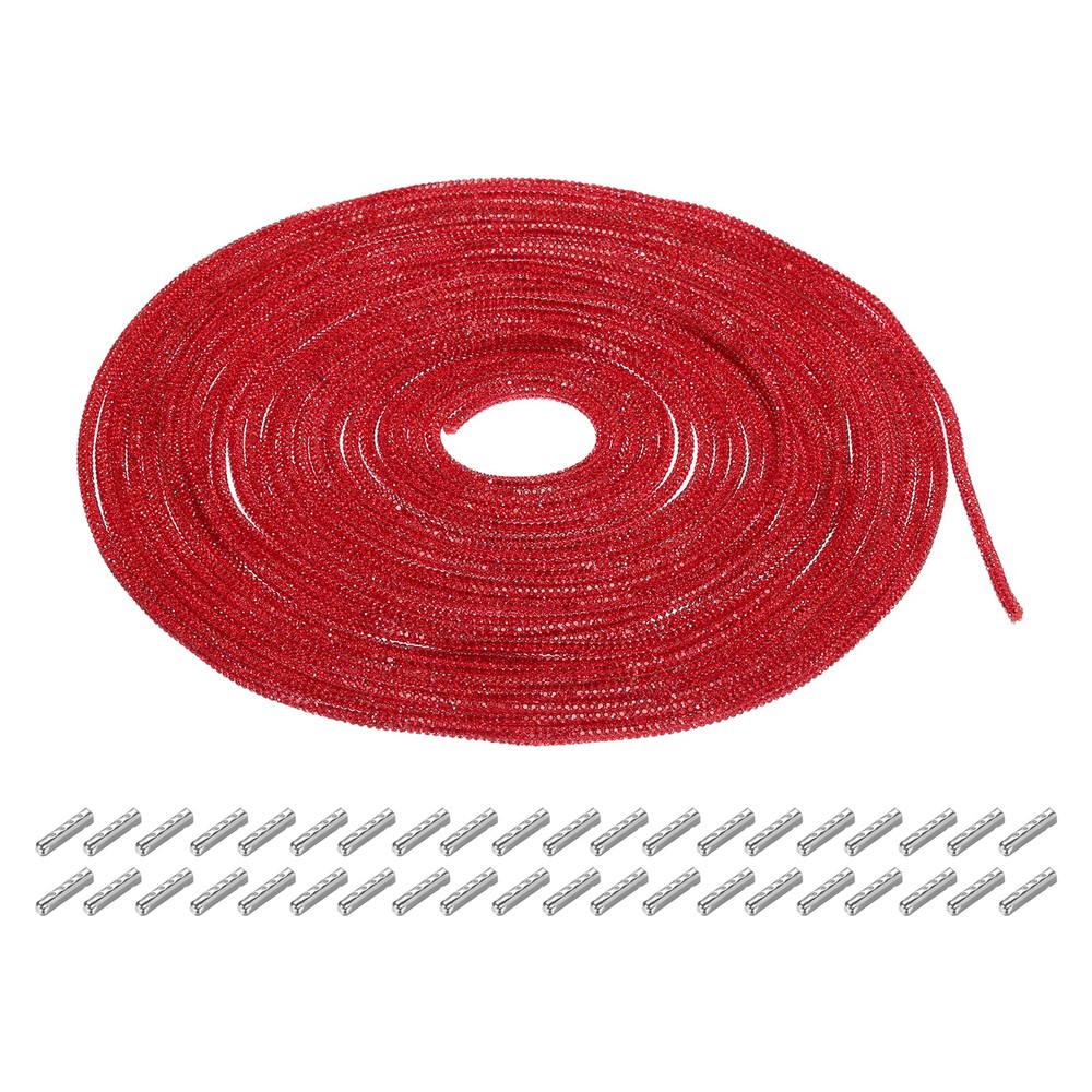 4mm x 10m Rhinestone Tube Crystal String Rope Dark Red with Aglets