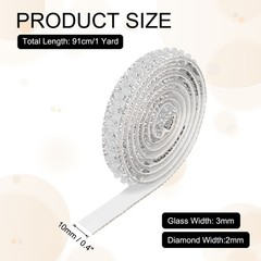 1 Yard Pearl Rhinestone Ribbon, 1cm Pearls Rhinestone Tape White
