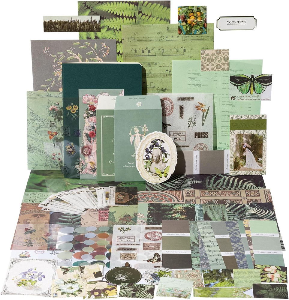 Aesthetic Scrapbook Kit Junk Journal Supplies DIY Arts Crafts Stationery Set