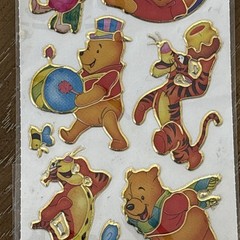 VTG Winnie The Pooh Piglet Tigger Stickers Gold Trim Made In Taiwan 1 Sheet NOP