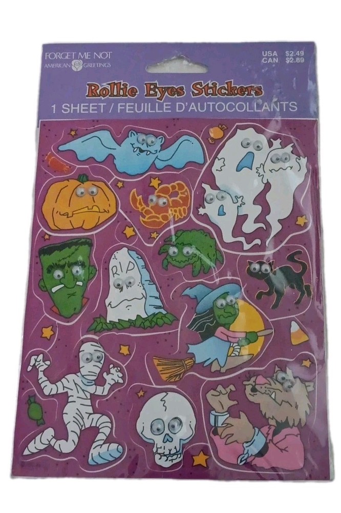 Sealed Vintage Halloween Rollie Eyes Stickers American Greetings ~ Forget Me Not
