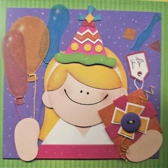 Pebbles Birthday Girl-Blonde Cardstock Stickers Yellow Hair Balloons Party Gifts
