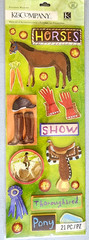 K&Company 3D Chipboard Horses Stickers Scrapbooking Sheet 4.5×12 Thoroughbred