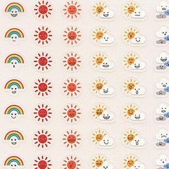 MIDORI notebook seal/sticker, removable feeling seal, weather pattern, set of 2